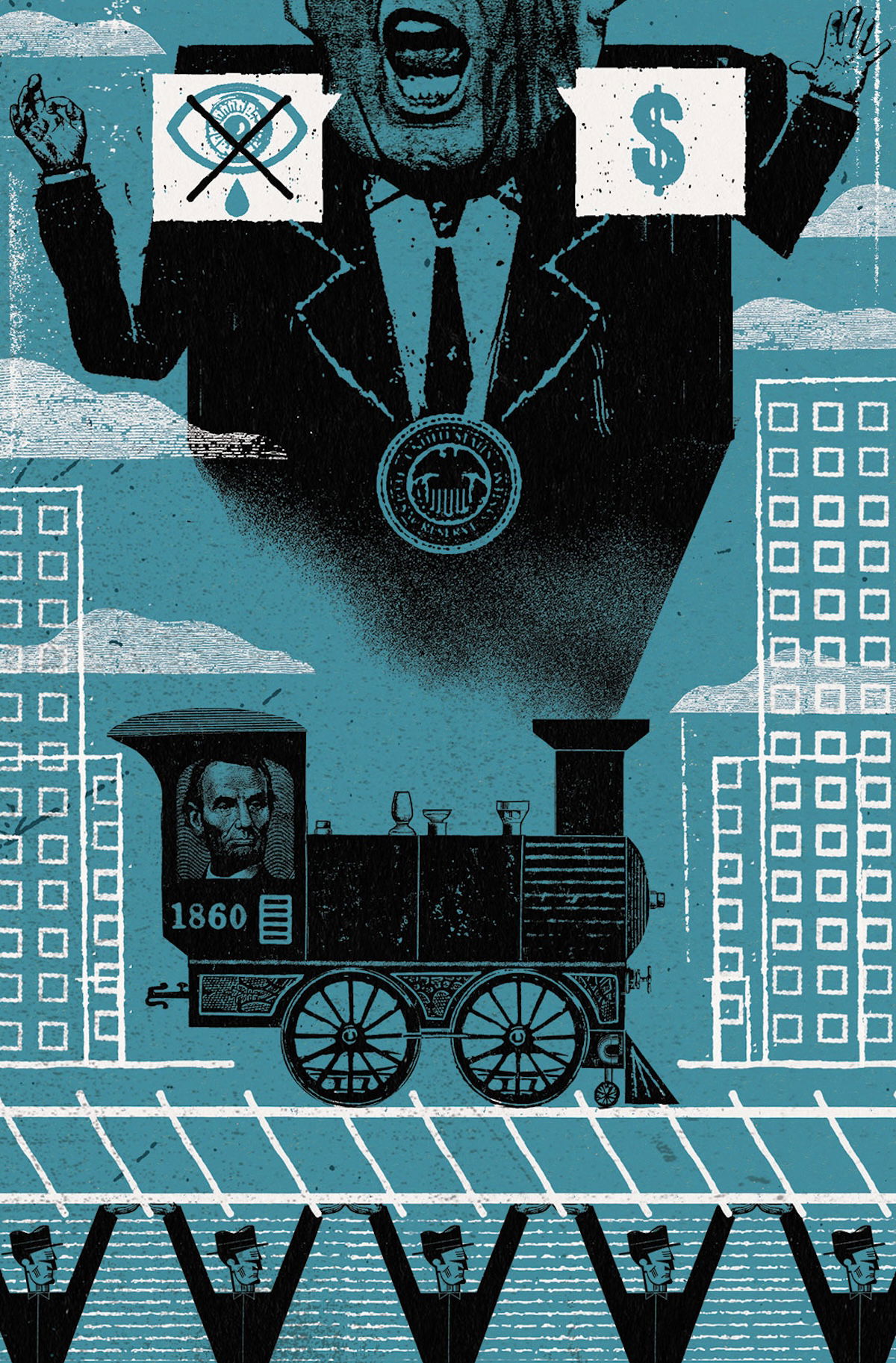 Donald Trump/Abraham Lincoln illustration © Ben Jones/Heart Agency. Donald Trump/Abraham Lincoln illustration © Ben Jones/Heart Agency.